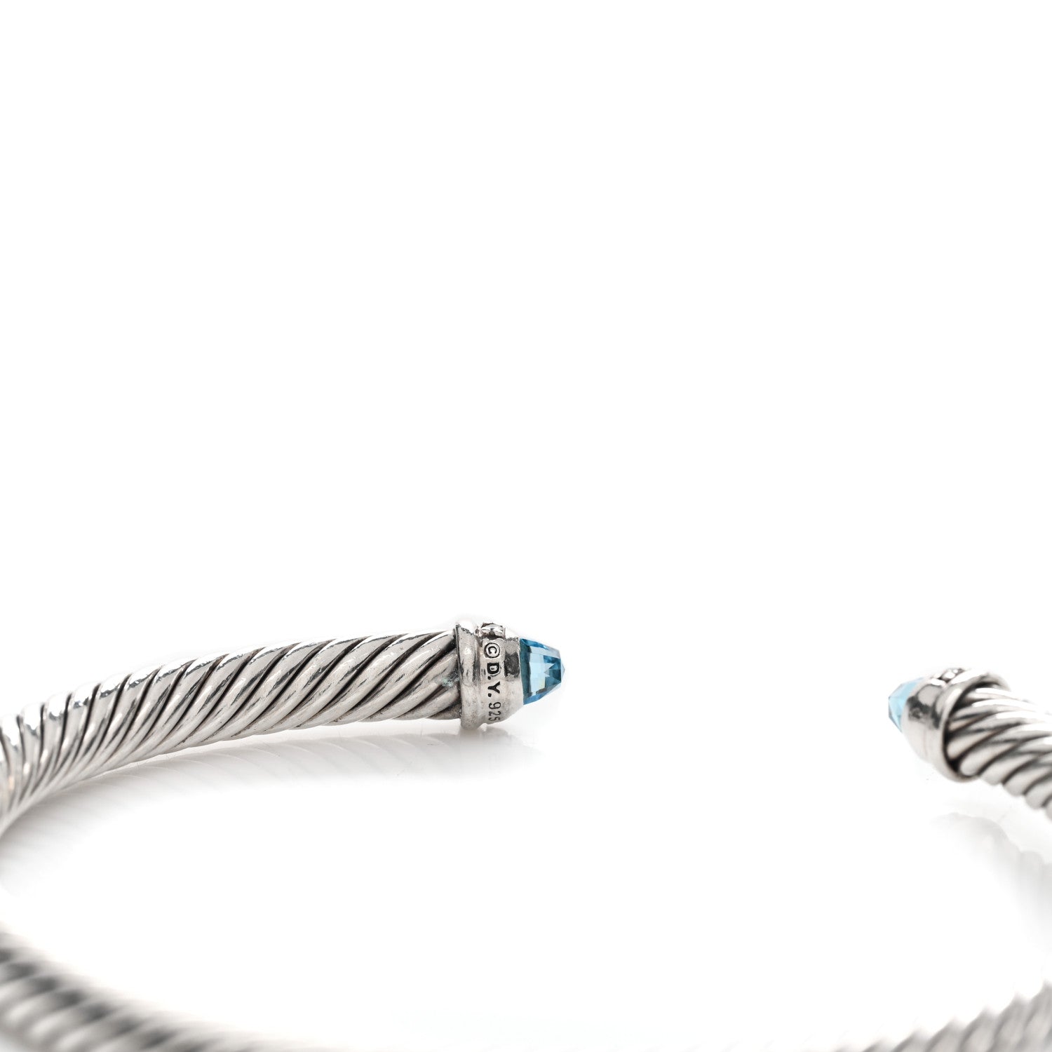 David Yurman Sterling Silver Diamond Blue Topaz 5mm Cable Classics Bracelet 3 of 3