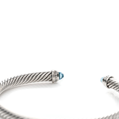 David Yurman Sterling Silver Diamond Blue Topaz 5mm Cable Classics Bracelet 3 of 3