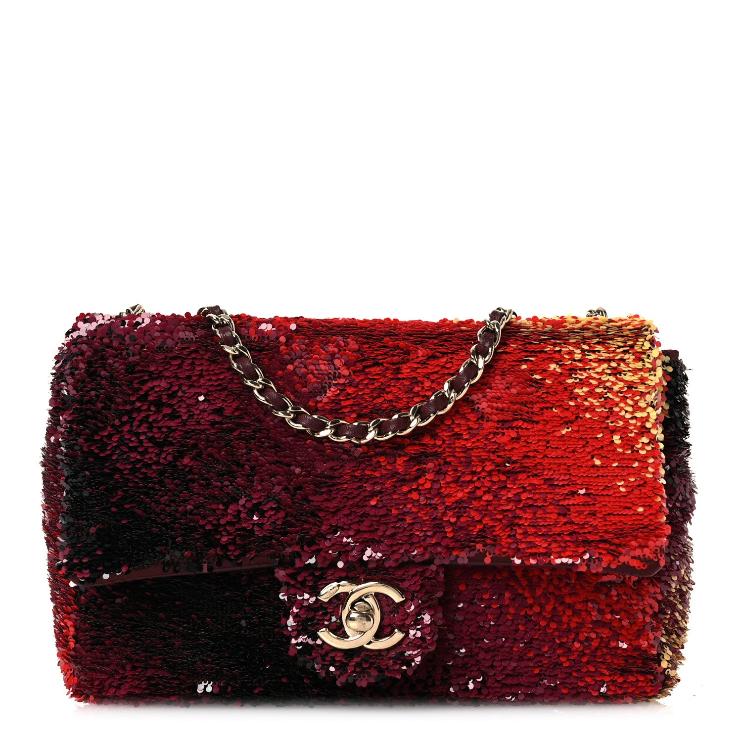 Chanel Shaded Sequins Mini Flap Black Burgundy Red Yellow 1 of 11
