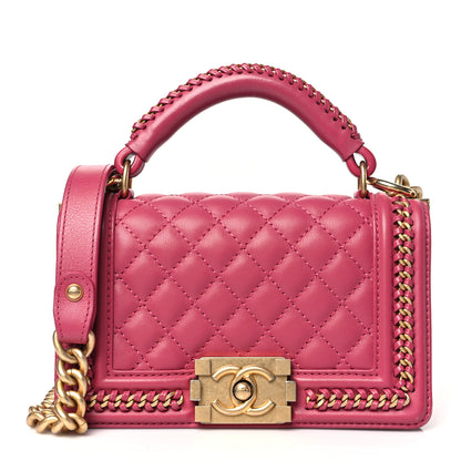 Chanel Lambskin Quilted Small Top Handle Boy Flap Pink 1 of 10