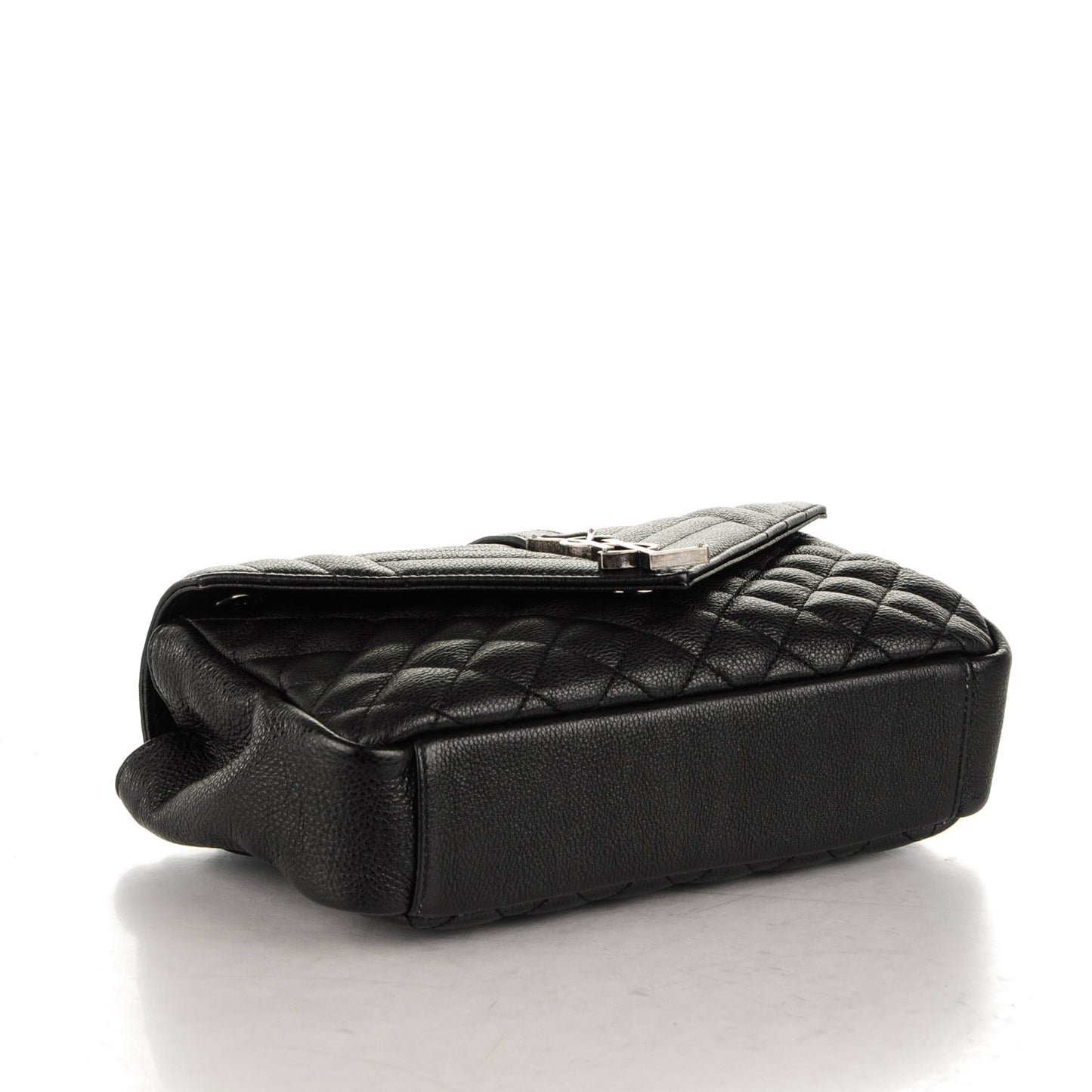 Sheepskin Tri-Quilt Monogram Medium College Bag Black
