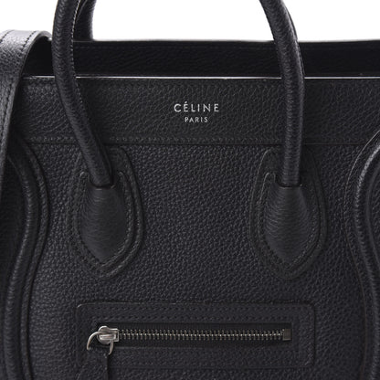 Celine Drummed Calfskin Nano Luggage Black 10 of 11