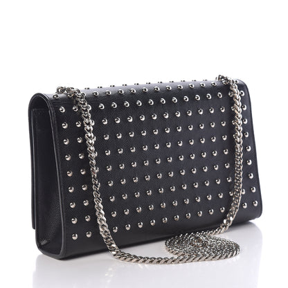 Saint Laurent Grain De Poudre Studded Medium Monogram Kate Satchel Black 3 of 11