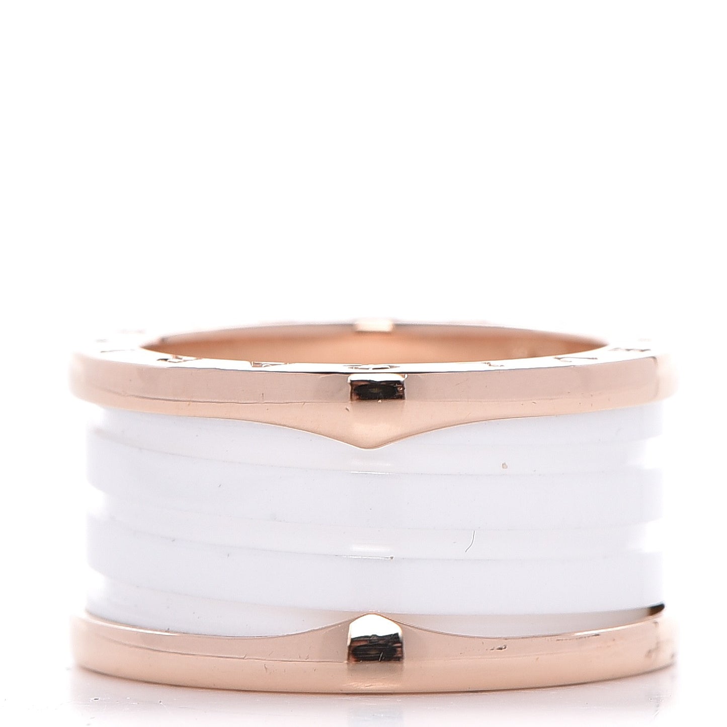 18K Rose Gold White Ceramic B.Zero1 Four-Band Ring 55 7.25