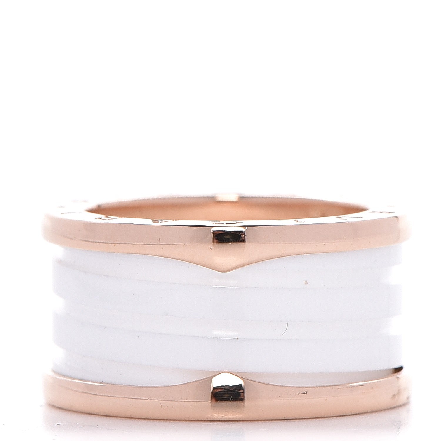 Bulgari 18K Rose Gold White Ceramic B.Zero1 Four-Band Ring 55 7.25 1 of 6
