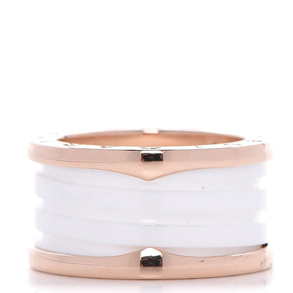 Bulgari 18K Rose Gold White Ceramic B.Zero1 Four-Band Ring 55 7.25 1 of 6