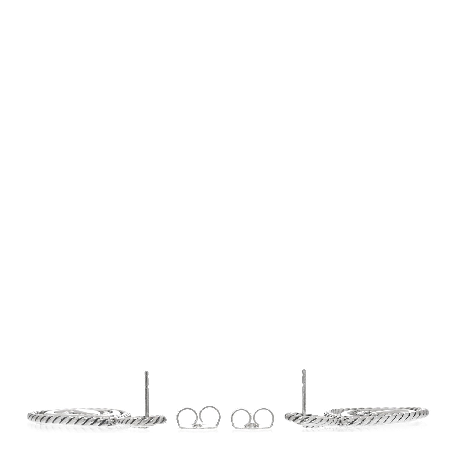 David Yurman Sterling Silver Diamond Cable Classic Teardrop Earrings 3 of 4