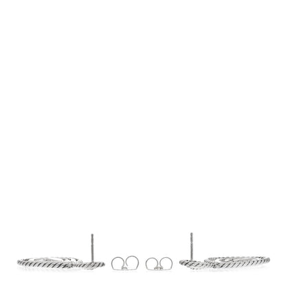 David Yurman Sterling Silver Diamond Cable Classic Teardrop Earrings 3 of 4