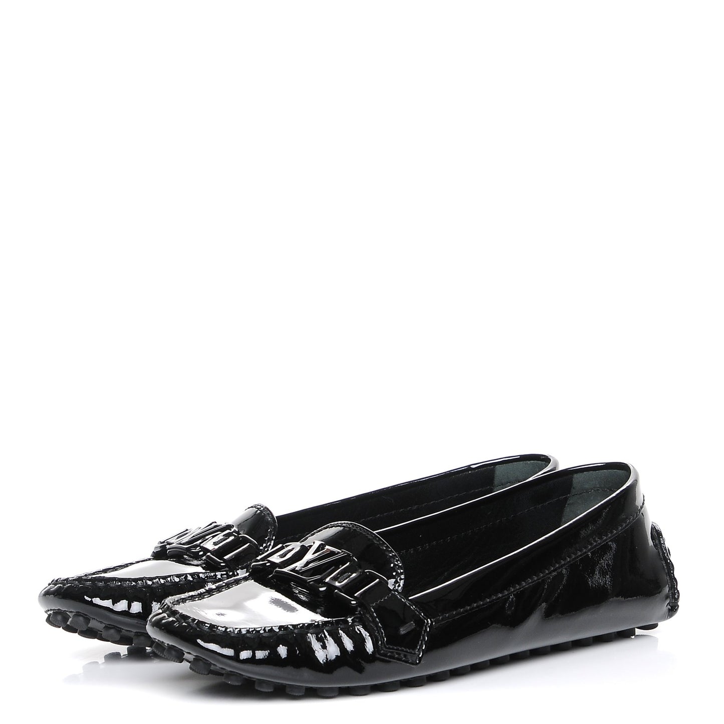 Patent Calfskin Oxford Loafers 40 Black