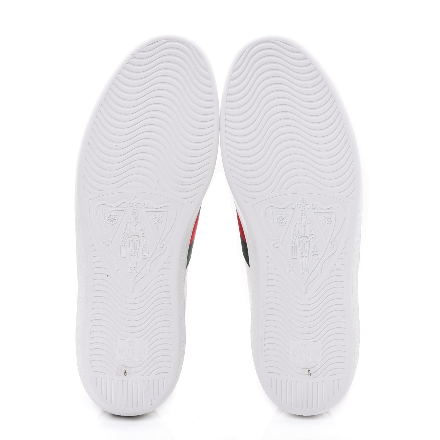 Calfskin Web GG Apple Embroidered Mens Ace Sneakers 8 White