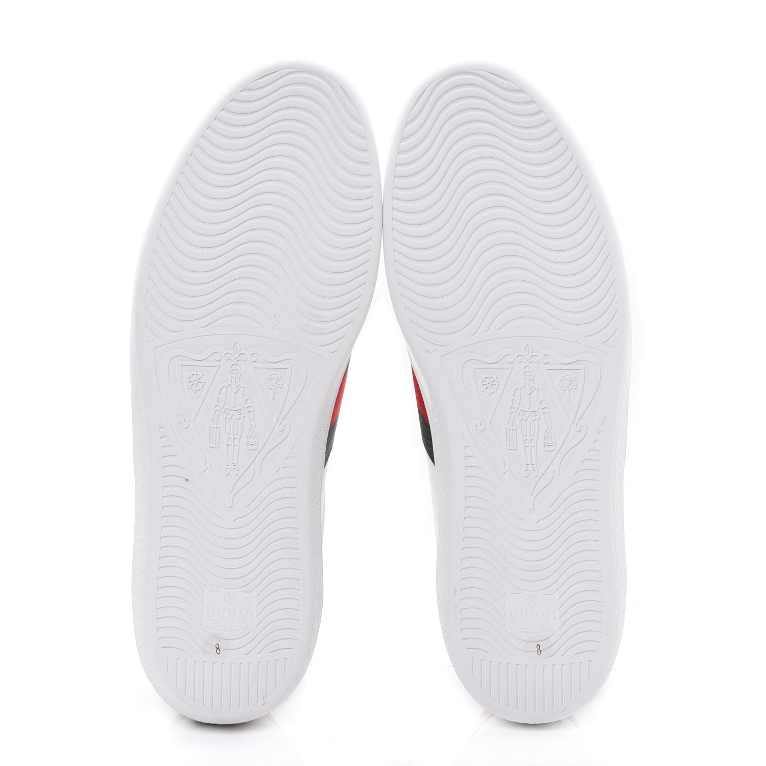 Gucci Calfskin Web GG Apple Embroidered Mens Ace Sneakers 8 White 5 of 9
