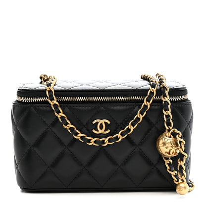 Chanel Lambskin Quilted Pearl Crush Small Vanity Case With Chain Black 1 of 13