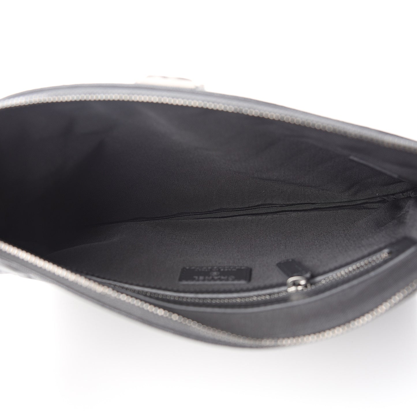 Iridescent Caviar Quilted Medium Boy Cosmetic Case Grey