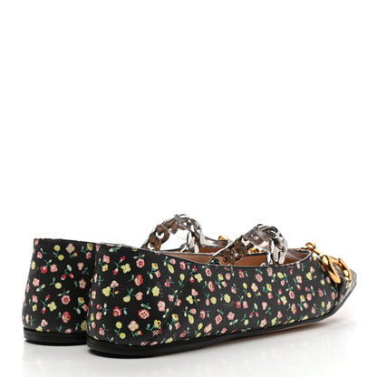 Gucci X LIBERTY OF LONDON Nappa Infinity Holly Deva Horsebit Chain Embellished Flats 37 Black Peach 4 of 9