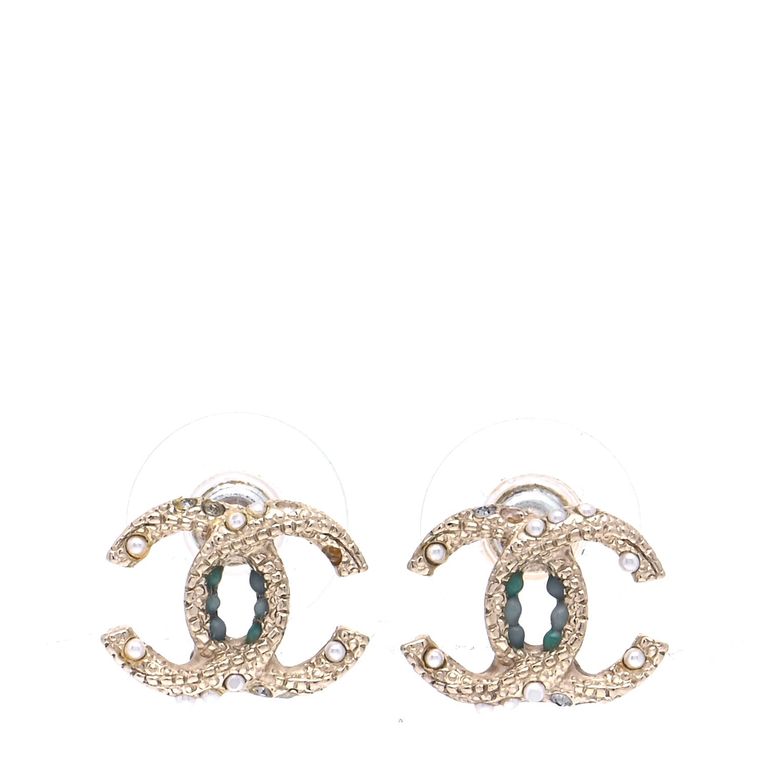 Chanel Pearl CC Earrings Light Gold 1 of 5