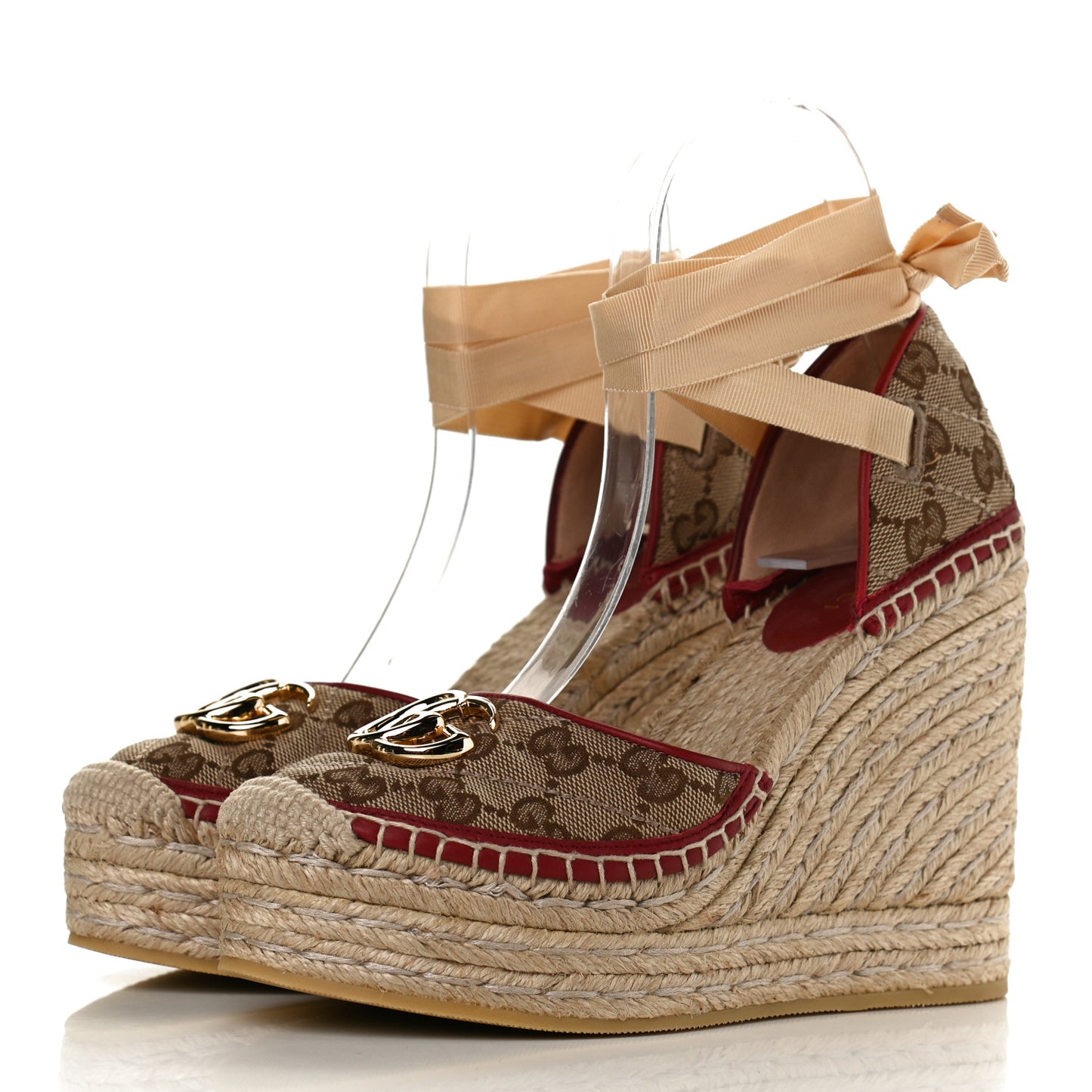 Monogram Matelasse GG Marmont Ankle Wrap Platform 35/120mm Espadrille Wedges 36 Beige Ebony New Cherry Red Sand Storm