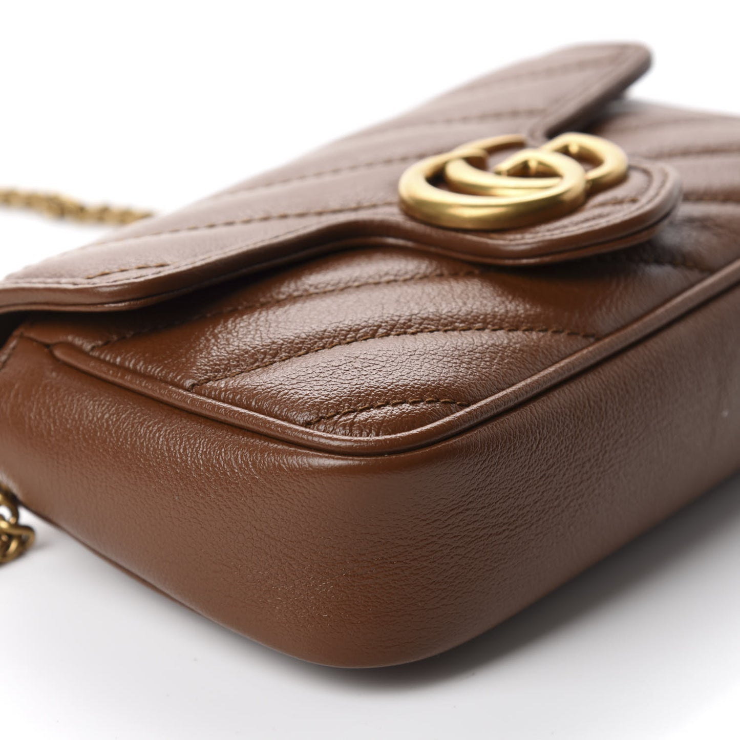 Azalea Calfskin Matelasse Diagonal Super Mini GG Marmont Shoulder Bag Cuir