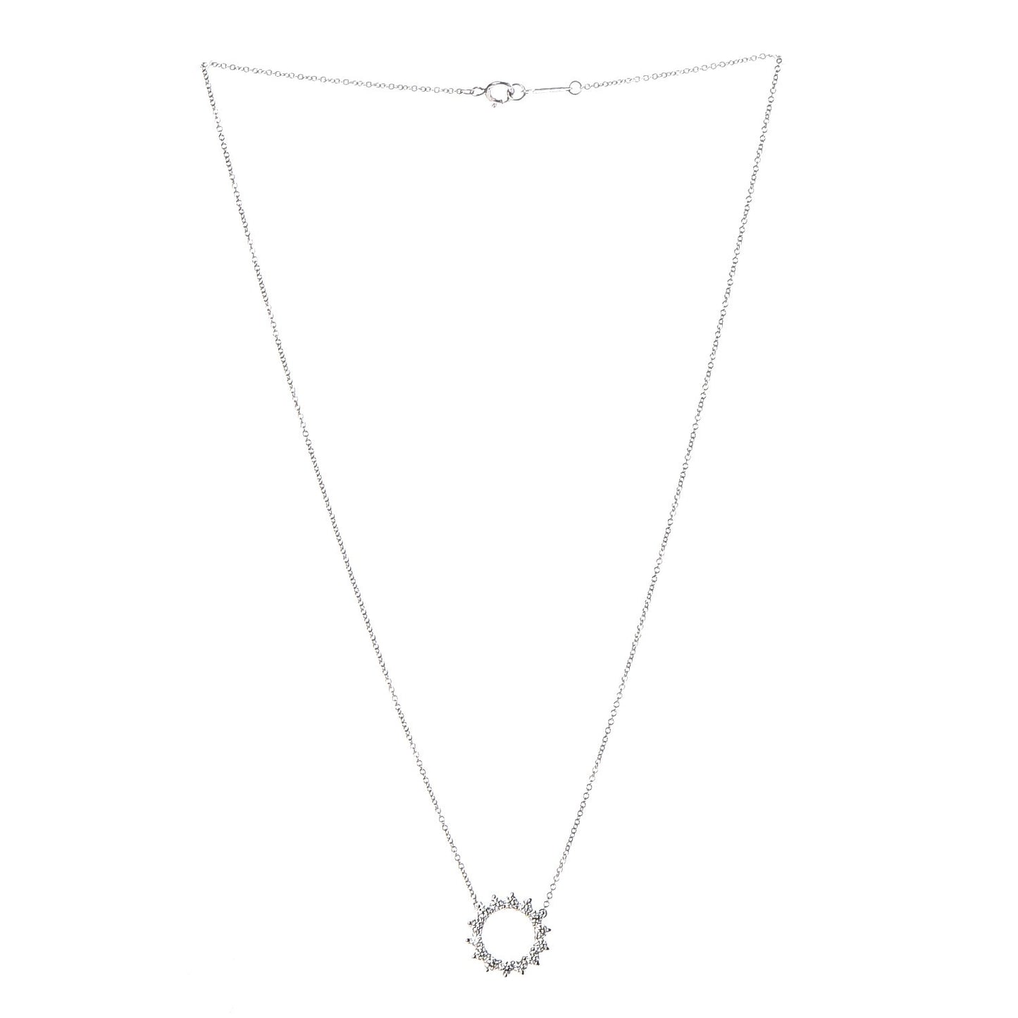Platinum Diamond Small Open Circle Pendant Necklace