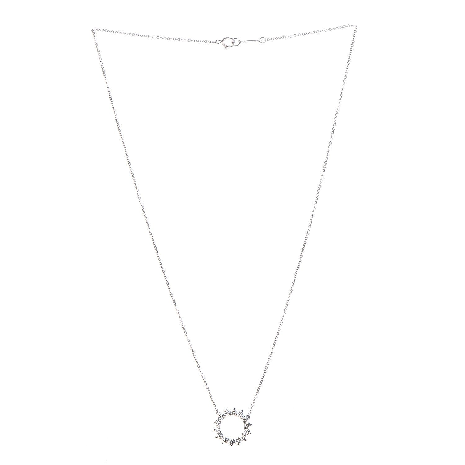 Tiffany Platinum Diamond Small Open Circle Pendant Necklace 3 of 6