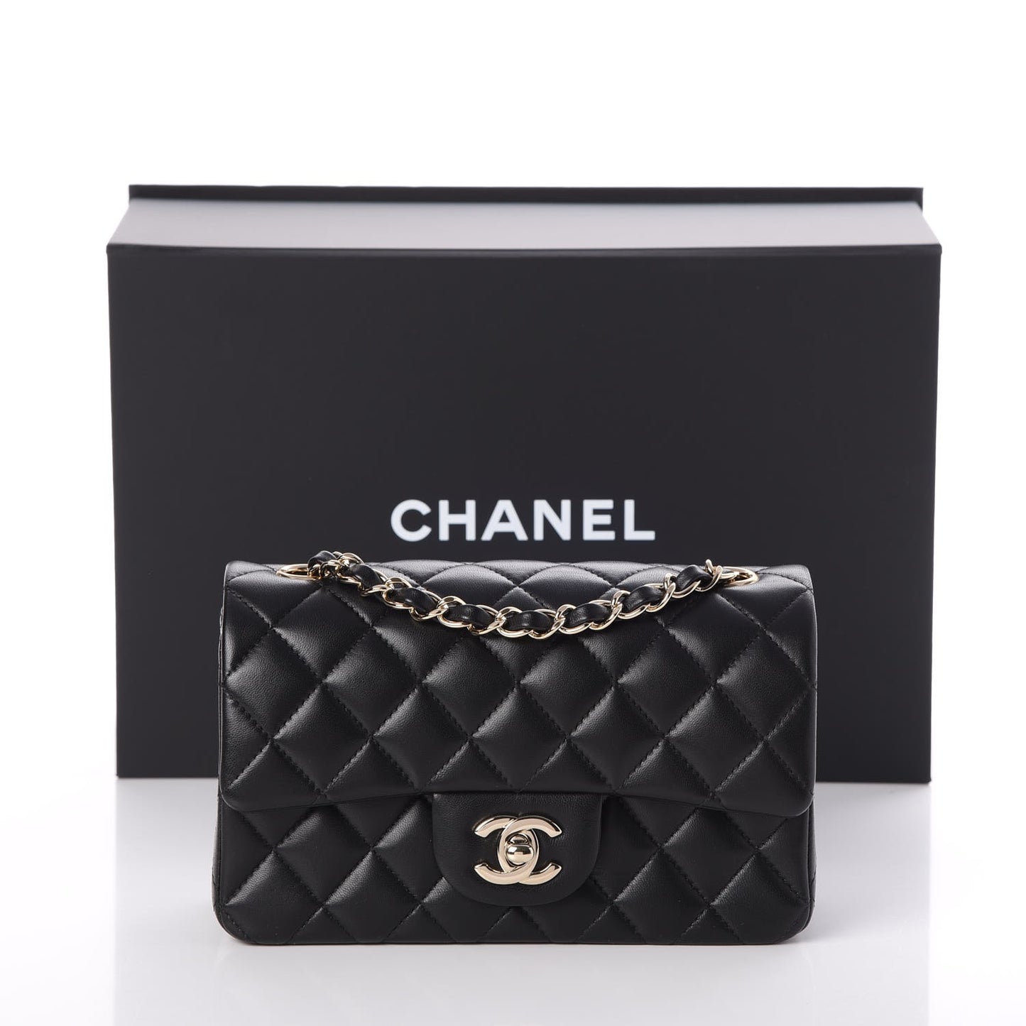 Lambskin Quilted Mini Rectangular Flap Black
