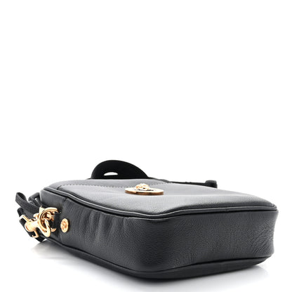 Versace Grained Calfskin Small Medusa Messenger Bag Black 4 of 9