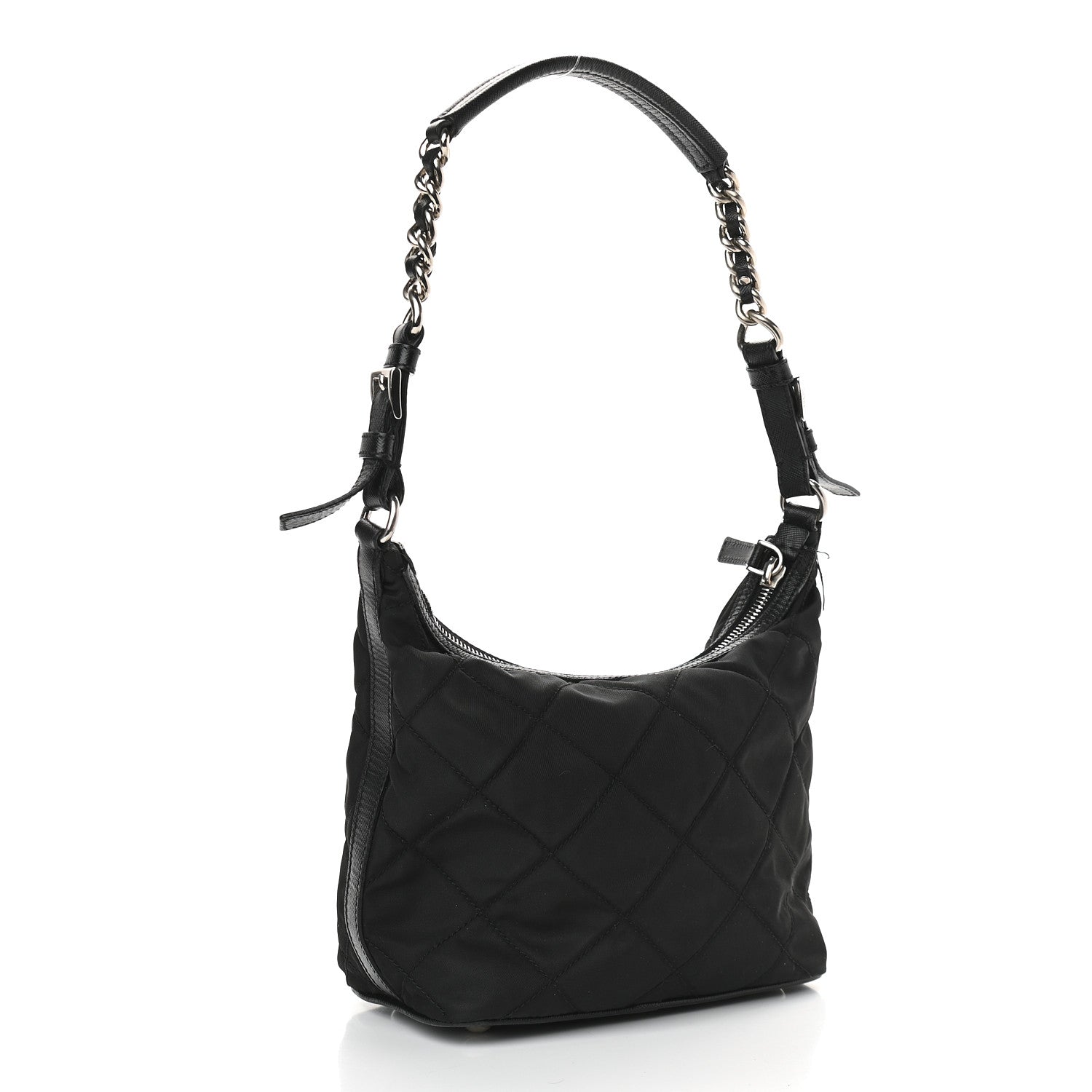 Prada Tessuto Nylon Quilted Saffiano Shoulder Bag Black 2 of 10
