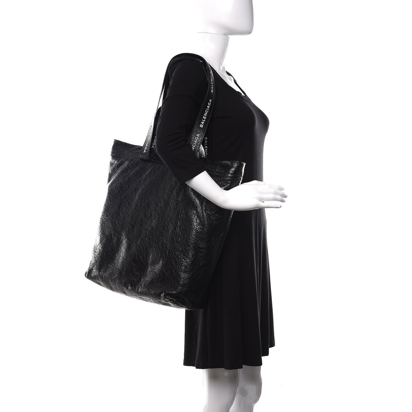 Agneau Logo Printed Carry Tote S Black