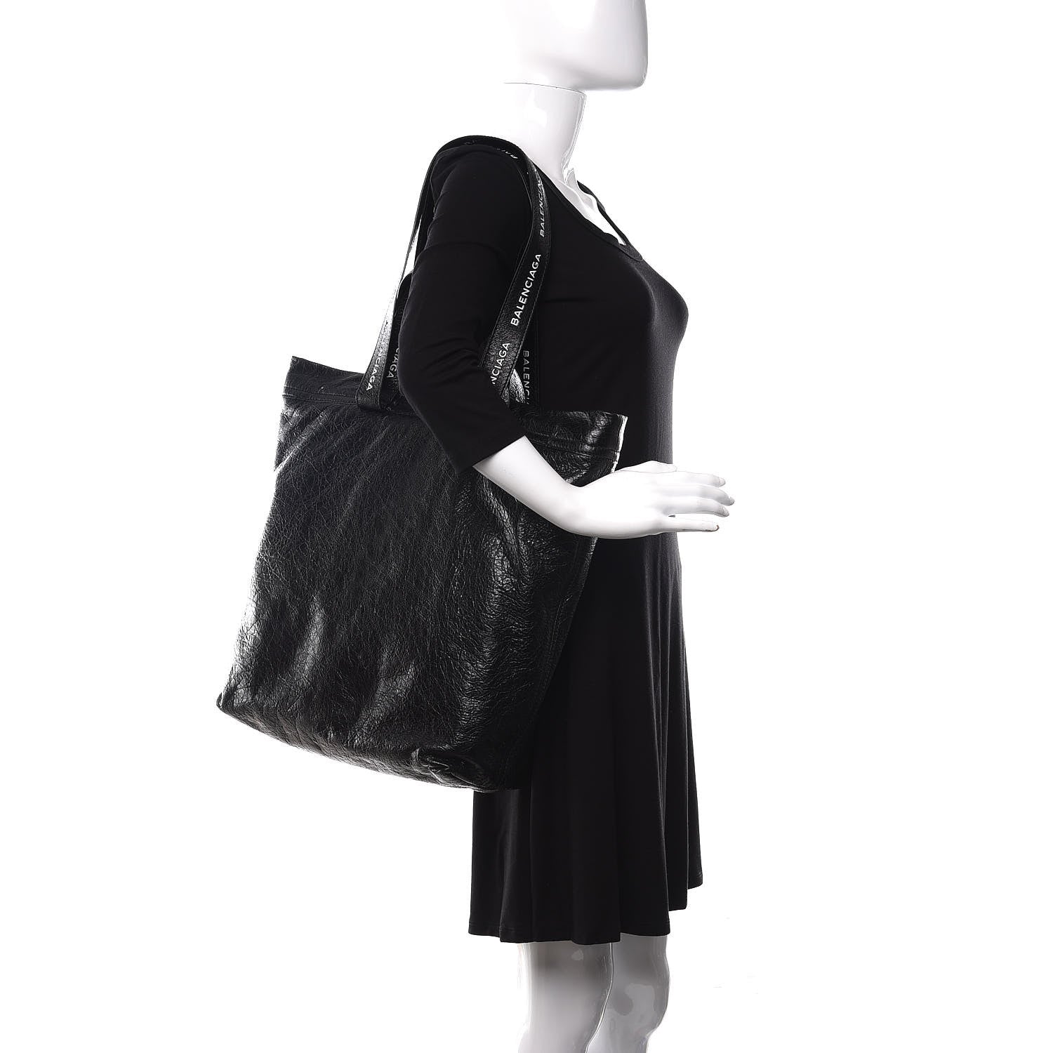 Balenciaga Agneau Logo Printed Carry Tote S Black 2 of 11