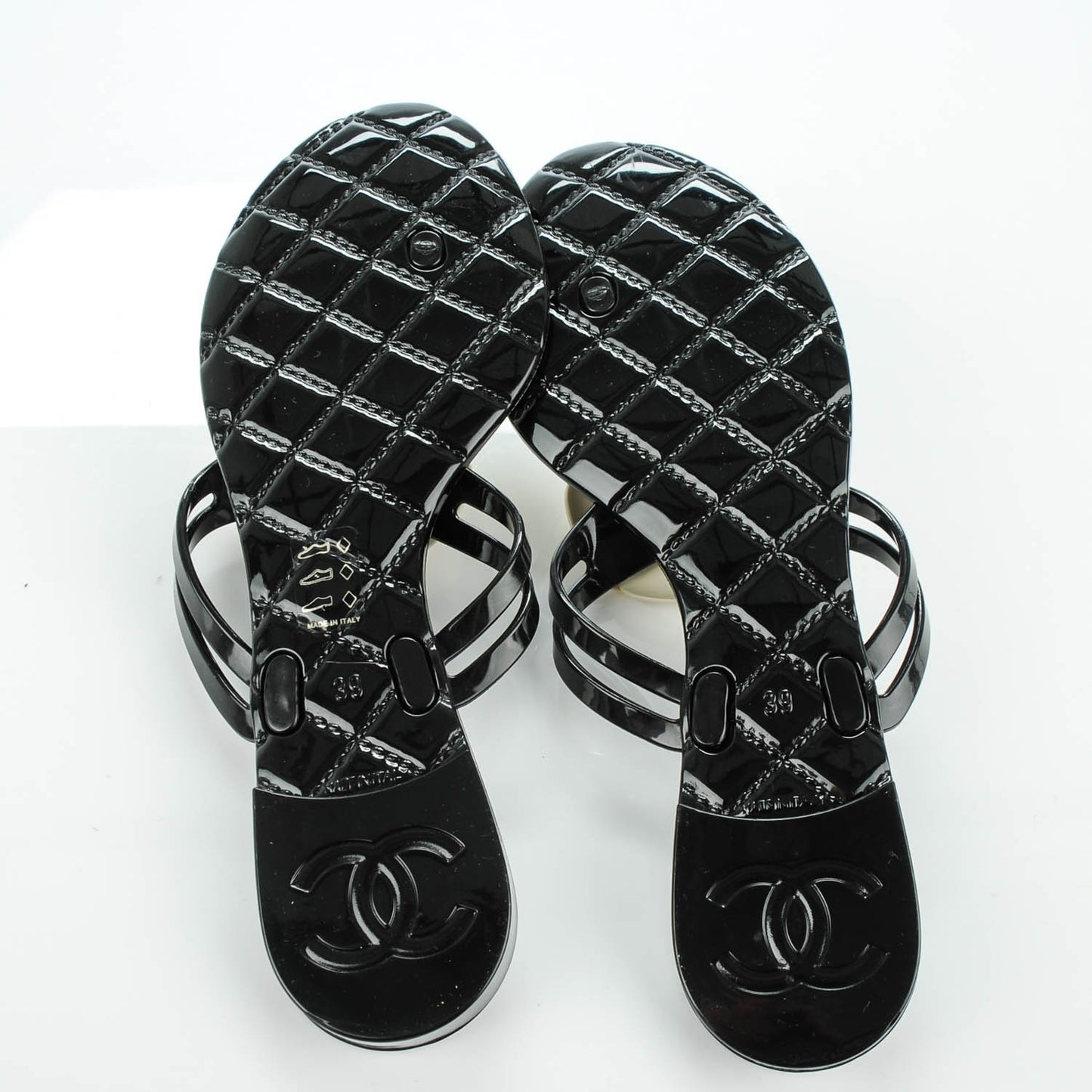 Jelly Camellia Thong Sandals 39 Black Ivory