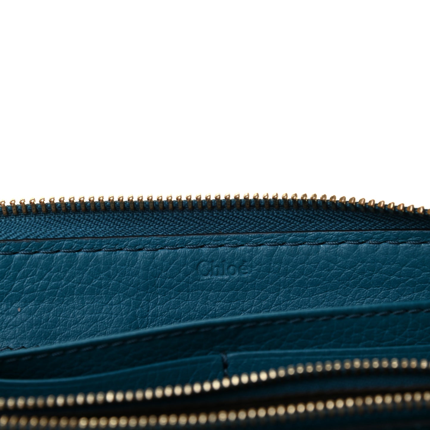 Grained Calfskin Marcie Long Zip Around Wallet Teal