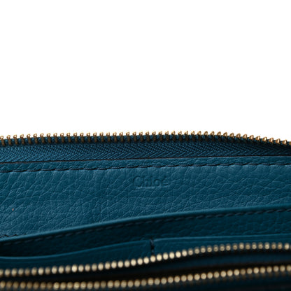 Chloe Grained Calfskin Marcie Long Zip Around Wallet Teal 6 of 8