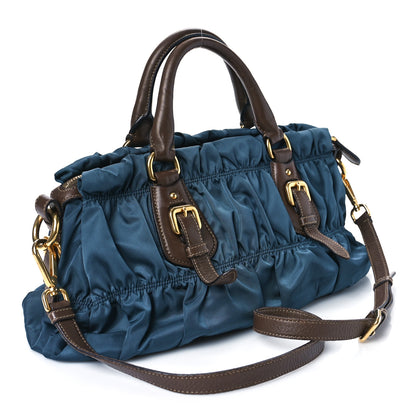 Prada Tessuto Nylon Gaufre Shopping Satchel Bleuette 3 of 10