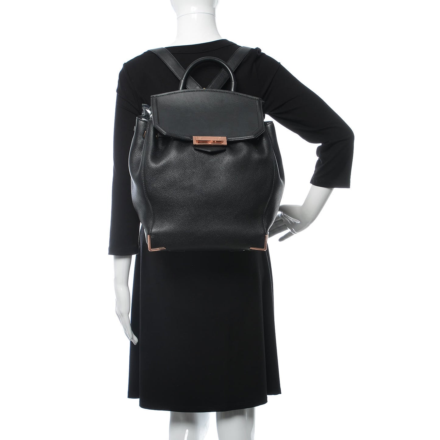 Pebbled Calfskin Prisma Skeletal Backpack Black Rose Gold Hardware