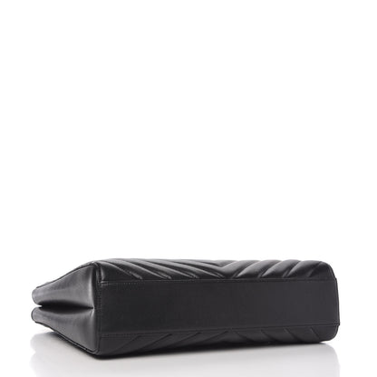 Saint Laurent Grain De Poudre Matelasse Chevron Medium Tribeca Shopping Bag Black 4 of 11