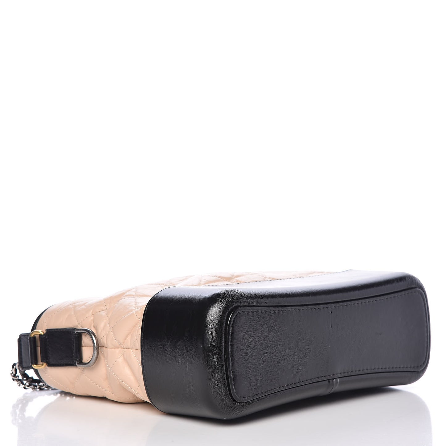 Aged Calfskin Quilted Medium Gabrielle Hobo Beige Black