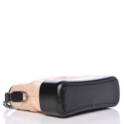 Chanel Aged Calfskin Quilted Medium Gabrielle Hobo Beige Black 4 of 14
