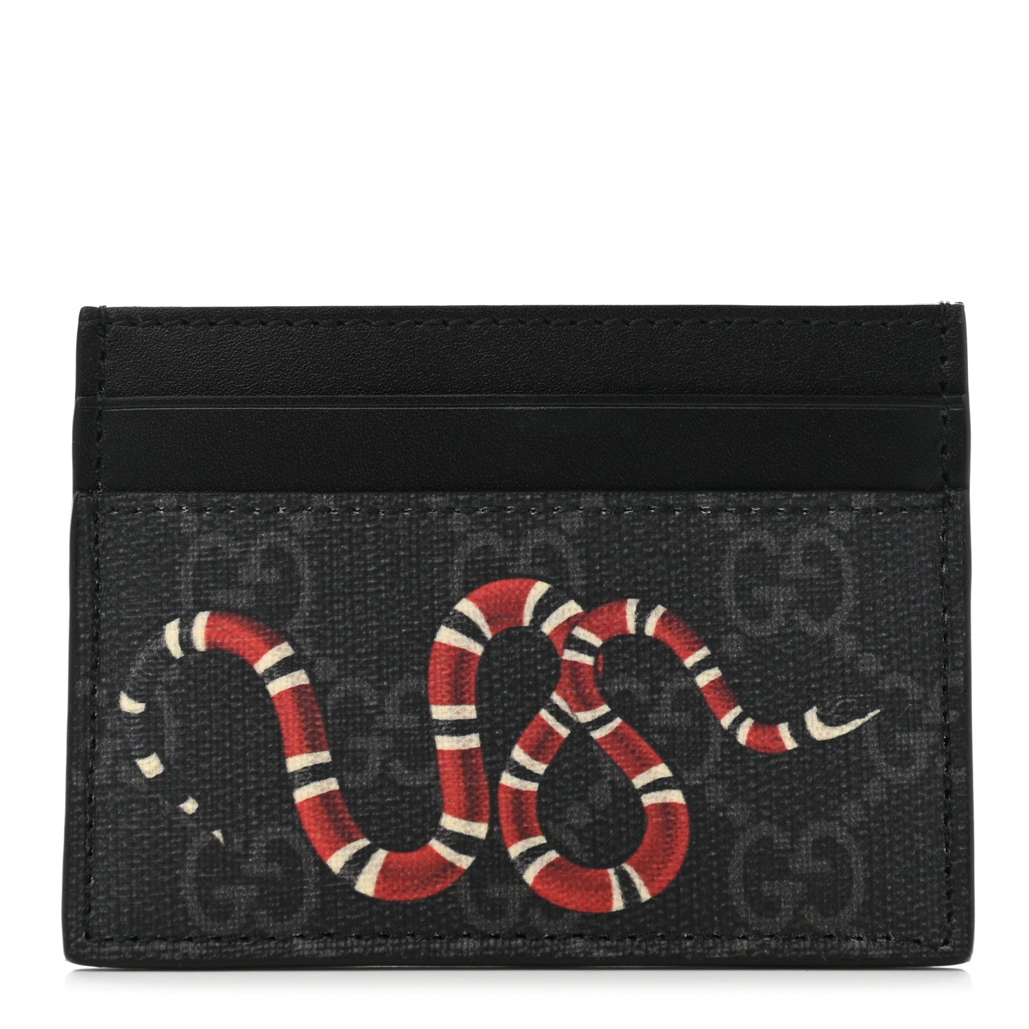 Gucci GG Supreme Monogram Kingsnake Card Holder Black Grey 1 of 7