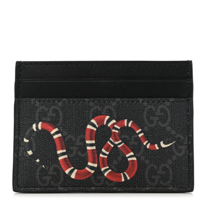 Gucci GG Supreme Monogram Kingsnake Card Holder Black Grey 1 of 7