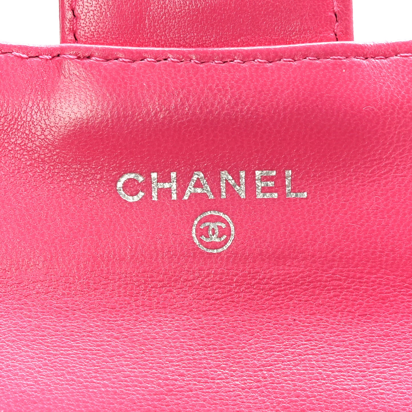 Lambskin Quilted Flap Card Holder Wallet Pink
