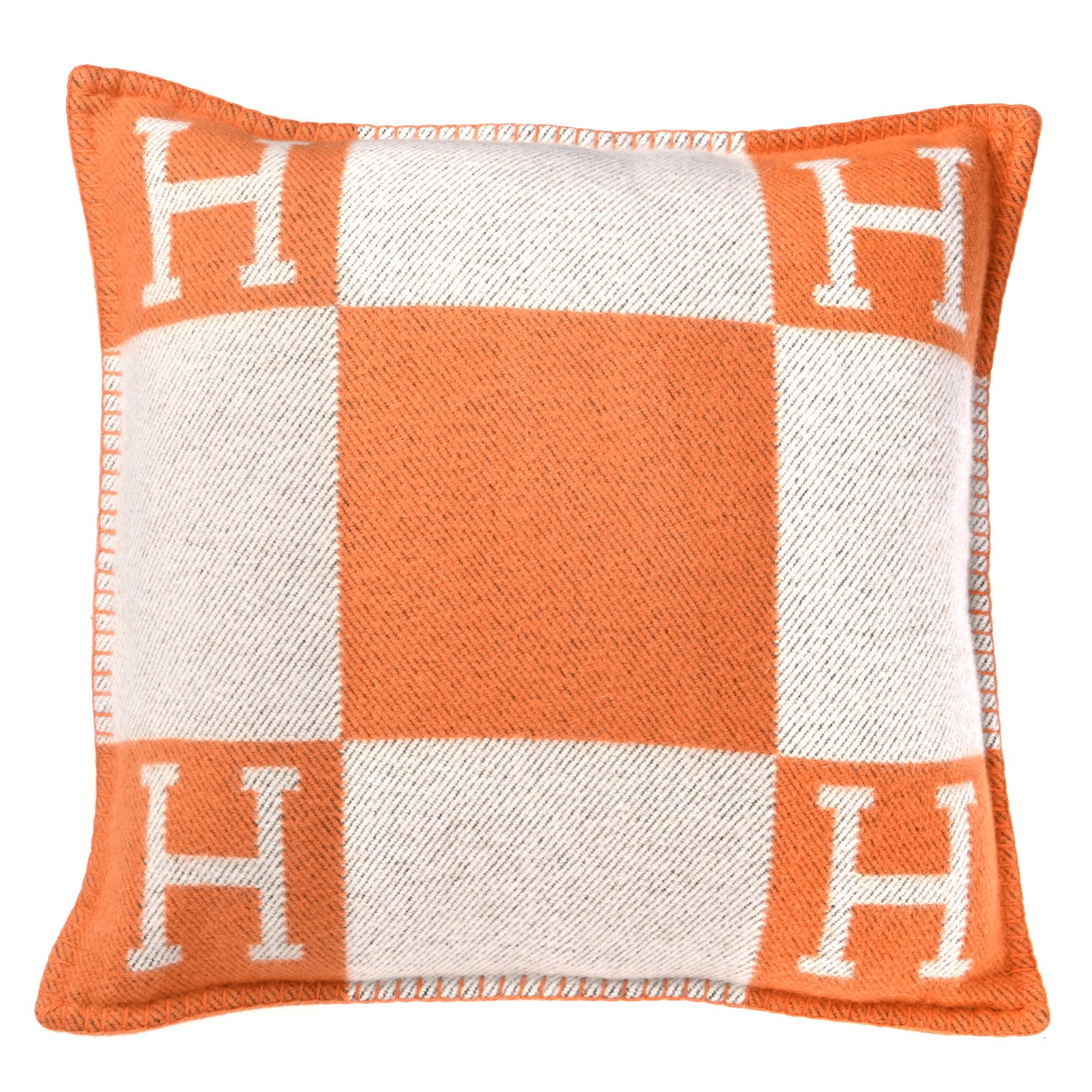 Hermes Wool Cashmere Avalon Pillow PM Ecru Potiron 1 of 3