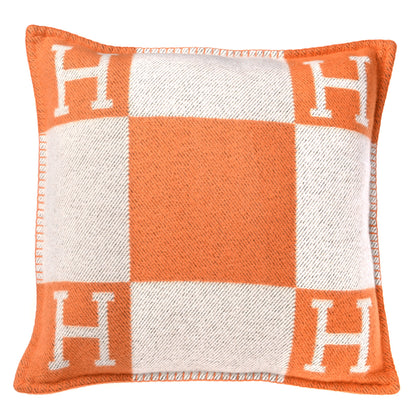 Hermes Wool Cashmere Avalon Pillow PM Ecru Potiron 1 of 3