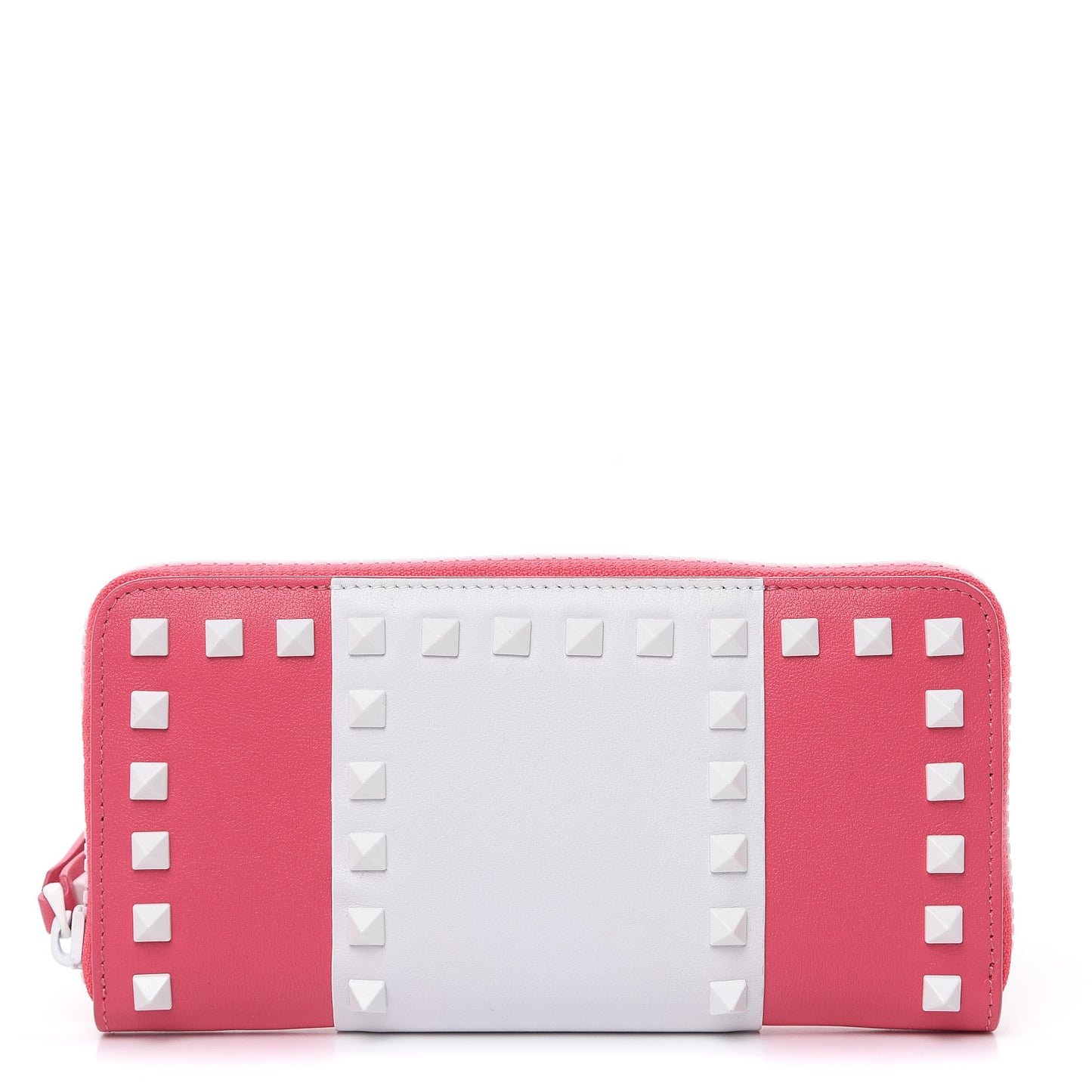 Vitello Colorblock Free Rockstud Zip Around Wallet Shadow Pink White