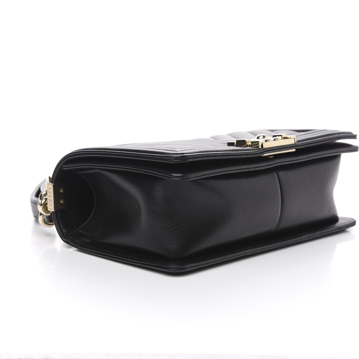 Lambskin Chevron Quilted Medium Boy Flap Black