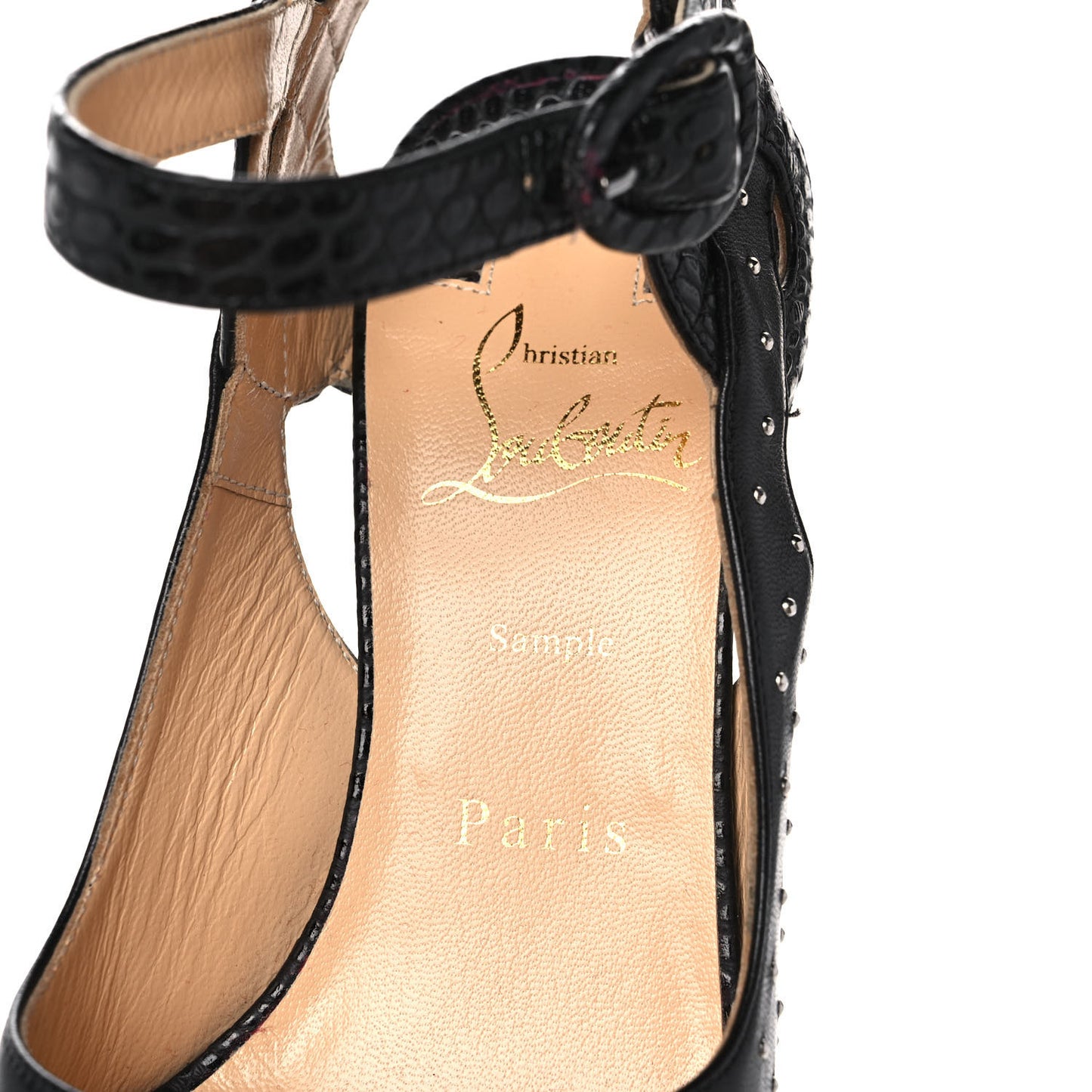 Nappa Calfskin Snakeskin Studded Loopinga 100 Pumps 37 Black