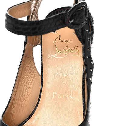 Christian Louboutin Nappa Calfskin Snakeskin Studded Loopinga 100 Pumps 37 Black 7 of 8
