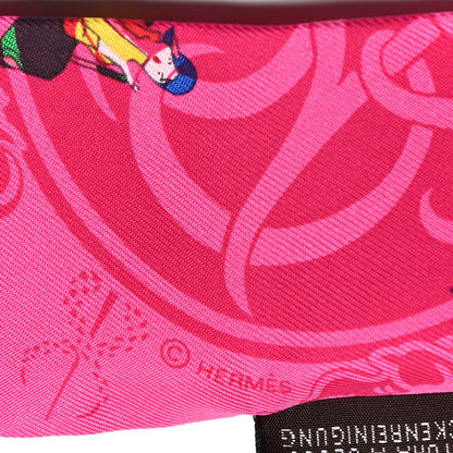 Hermes Silk Ex-Libris Les Parisie Twilly Rose Indien Vert Bleu 3 of 4