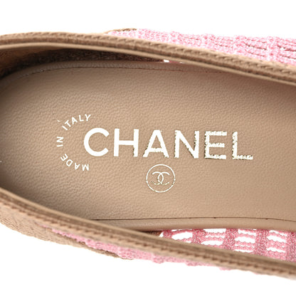 Chanel Raffia Cap Toe Ballerina Flats 40 Pink Beige 9 of 11