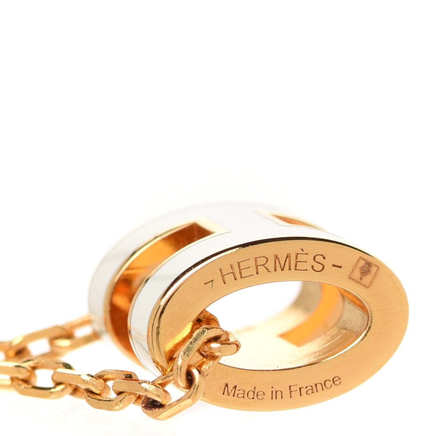 Lacquered Gold Mini Pop H Pendant Necklace White