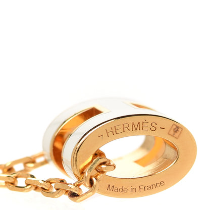 Hermes Lacquered Gold Mini Pop H Pendant Necklace White 6 of 7