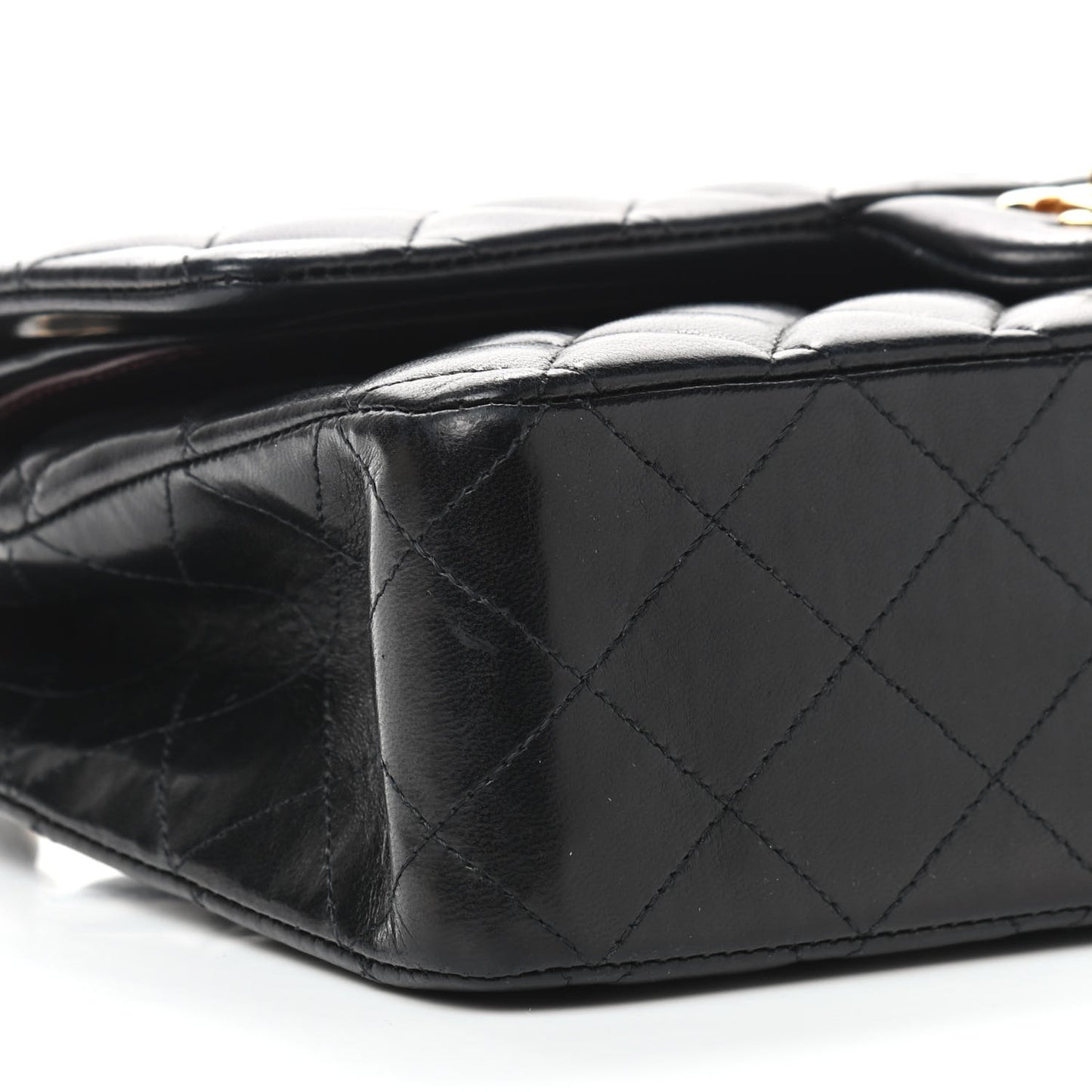 Lambskin Quilted Medium Double Flap Black